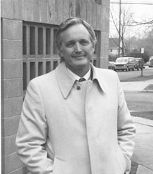 McCarley in front of Epworth Hall, 1987