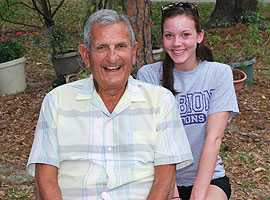 Elkin Isaac, '48, with Rachel Leads, '10, in a March 2010 photo.