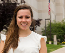 Baker at the Ingham County Courthouse. Baker is a senior is majoring in political science, with a concentration in the Gerald R. Ford Institute for Leadership in Public Policy and Service.She is the daughter of Jeffrey and Snezana Baker of Washington and a graduate of Romeo Community High School
