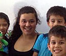 Education student Victoria Della Pia with students in Costa Rica