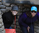 Alyssa Wright, '16,  and Emma Stapley, '16, in reconstructed German trenches, Vimy Ridge