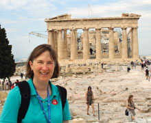 Jocelyn McWhirter on a research trip to Athens, Greece, for Rejected Prophets