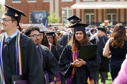 Group of Albion College students on graduation day.