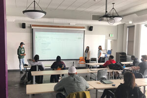 Albion College students in the Ludington Center in downtown Albion