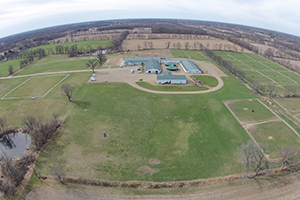 Drone view of Held Equestrian Center, Albion College