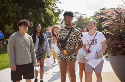 Albion College students on the Quad, August 2021.