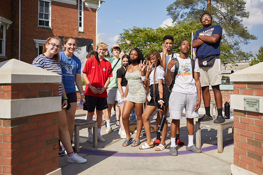 Albion College students at the Petherick Walk of Scholars, August 2021.