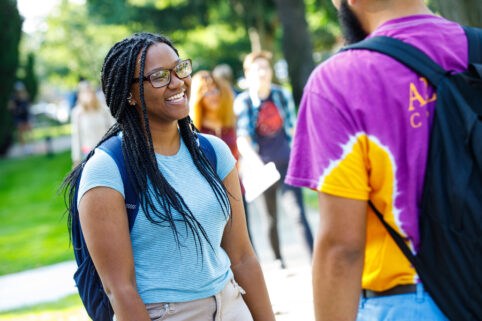 Two students on the Quad.