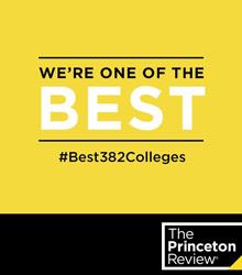 A graphic that says "We're One of the Best #Best382Colleges"
