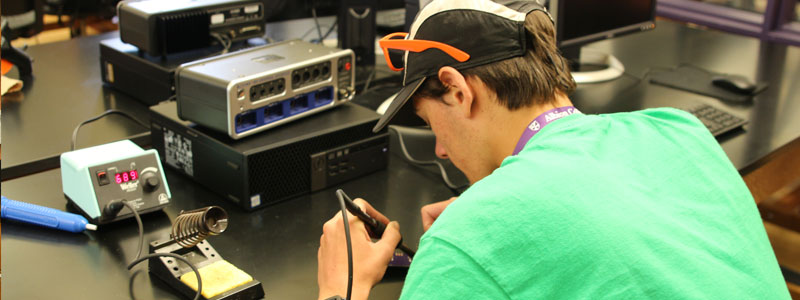 Student working on a project in the lab