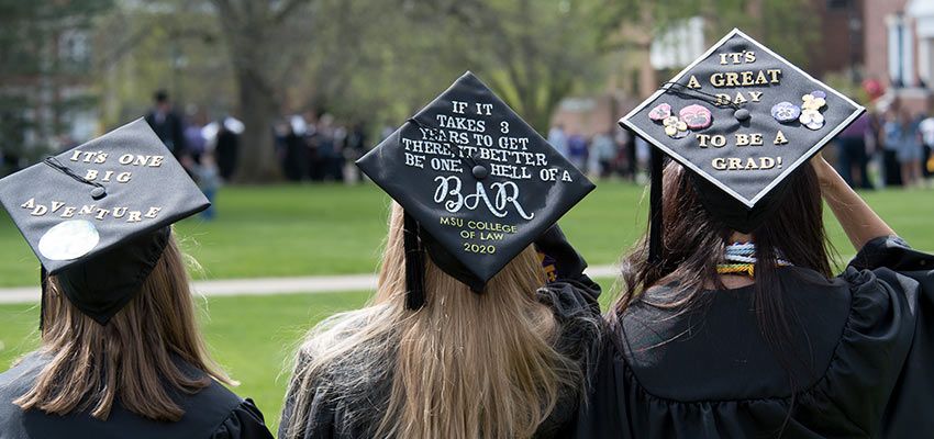 Caps with writing on them.