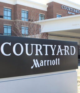 The Courtyard Marriott sign.