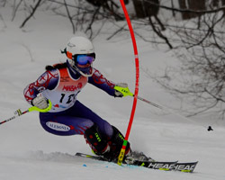 A student skiing.