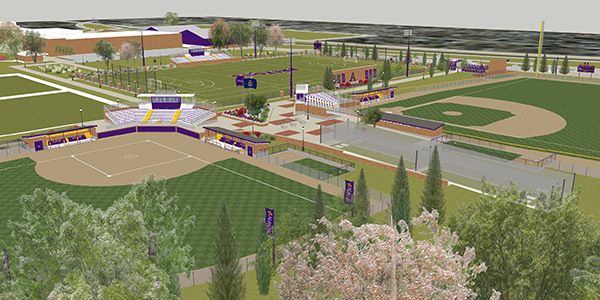 An artist's rendering of the athletic fields.