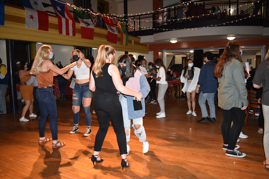 Students dancing at a Latinx Heritage Month event.