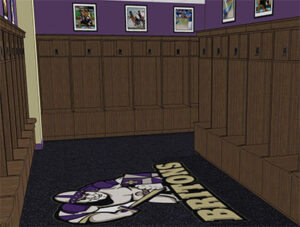 A concept rendering of a bank of renovated lockers in the Dow Center.