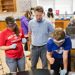 Brad Rabquer and two students in Physiology.