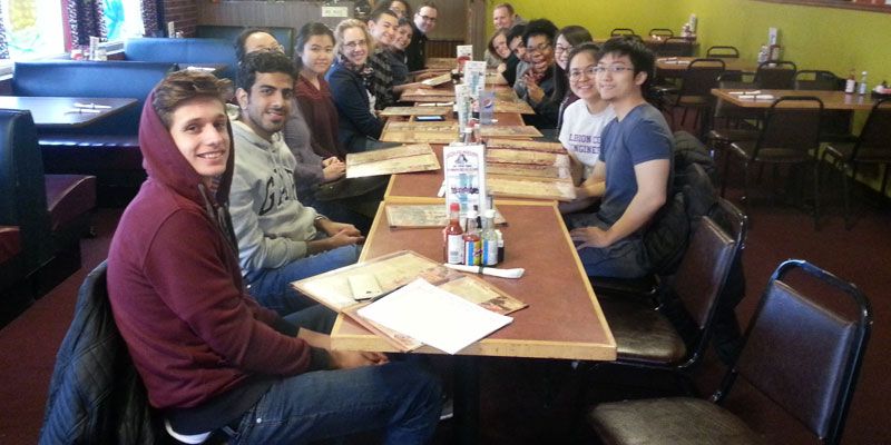 Students sitting at a table.