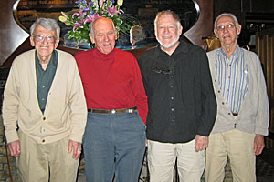 Padgett with Albion colleagues emeritus chemistry professor Jack Crump, emeritus religious studies professor Johan Stohl and emeritus economics and management professor Maurice Branch. 