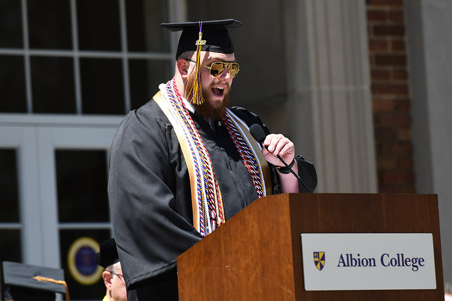 Skylyr Zink, Albion College Class of 2022, at Commencement.