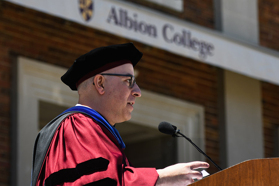 Dr. Ron Mourad, provost, at Albion College 2022 Commencement.