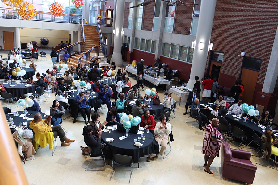 Special event in Albion College Science Complex atrium.