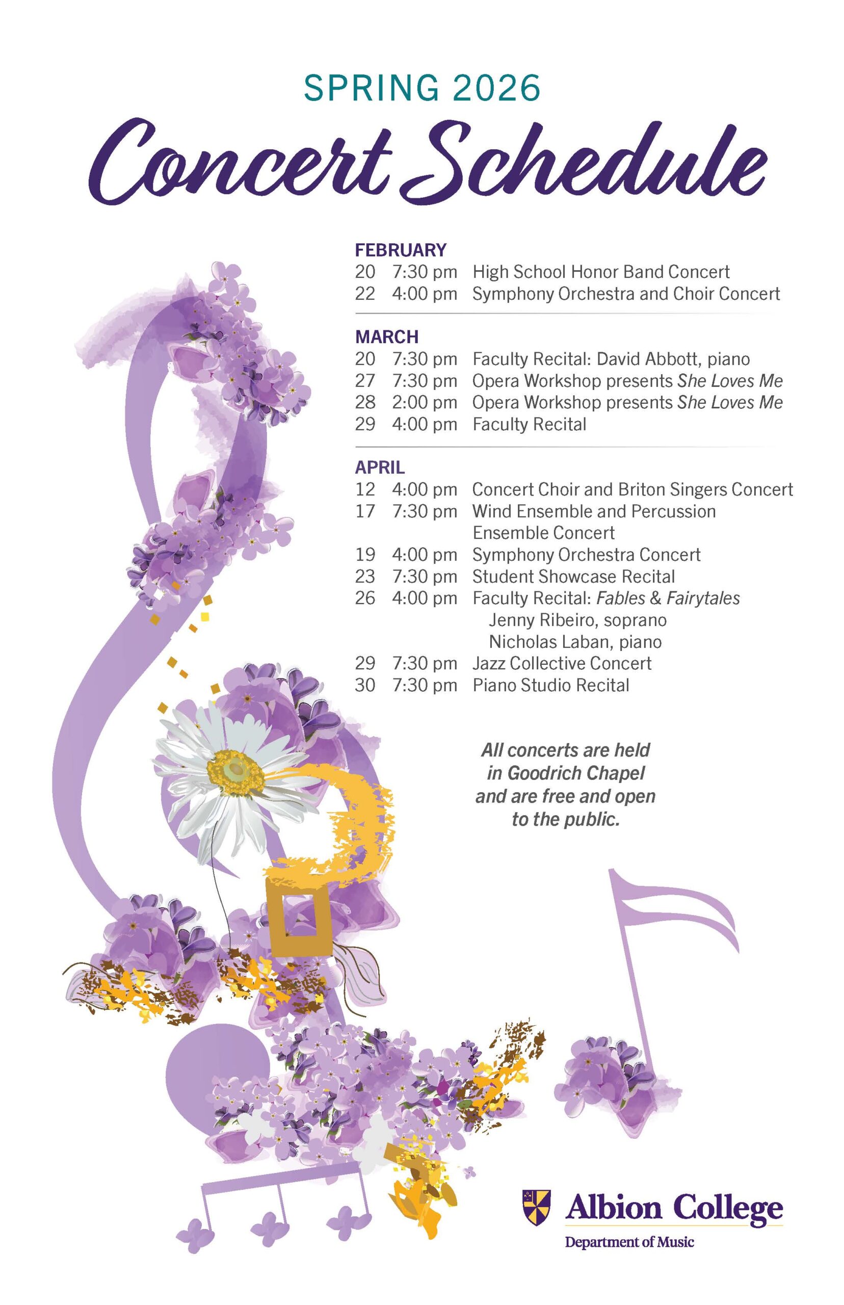 Spring 2026 Concert Schedule