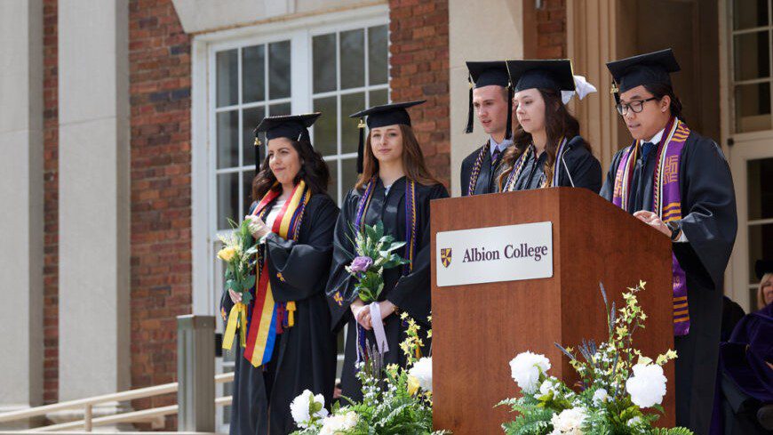 Members of the 2019 Senior Class Gift committee present during commencement